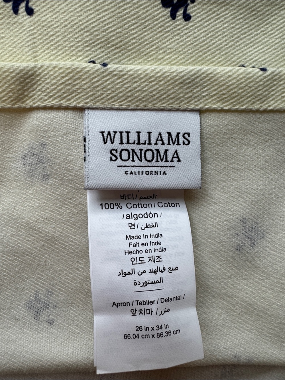 NEW Williams Sonoma Cream and Navy Fleur Kitchen Cotton Set w/Multicolor Border - Picture 12 of 16